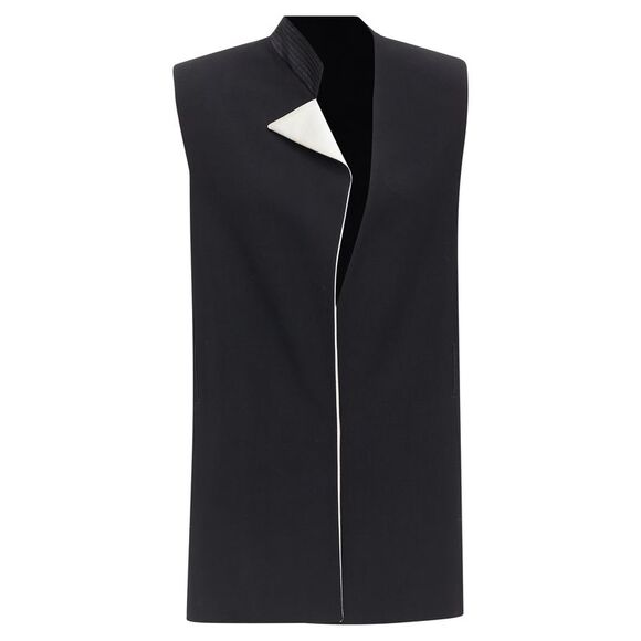 Lanvin wool silk trimmed padded boxy vest